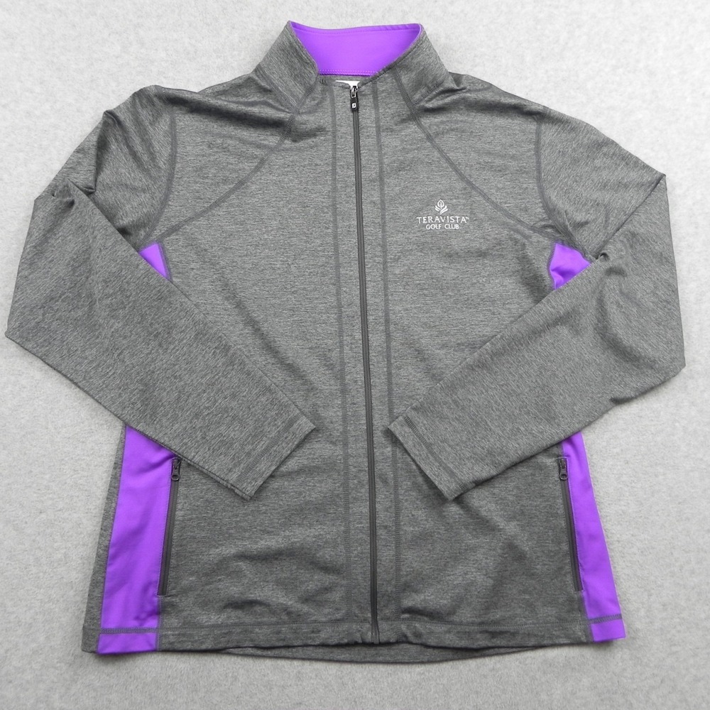 FootJoy Jacket Womens XL Full-Zip Mock Neck Gray Long Sleeve Teravista Golf Club